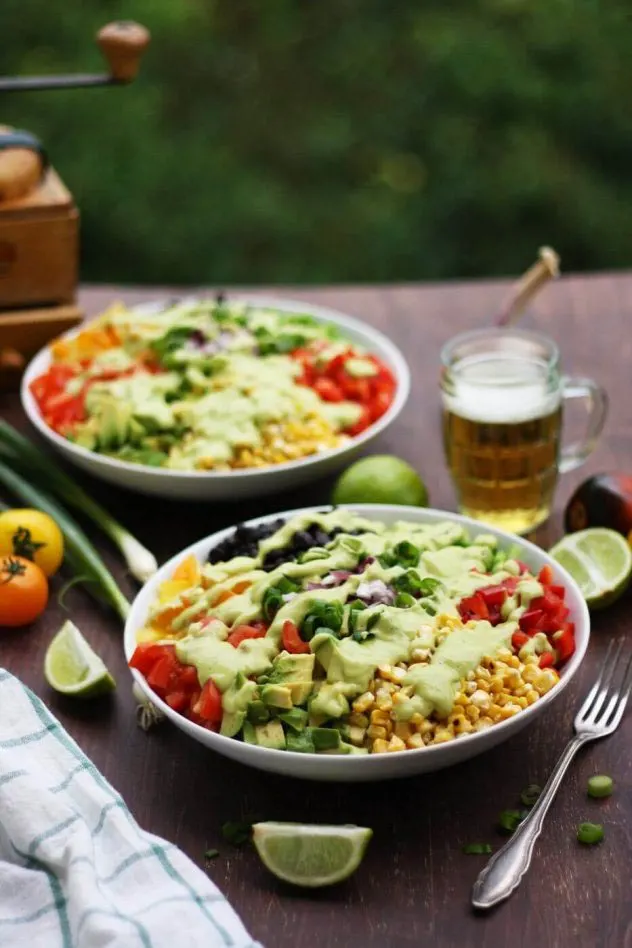 Vegan Mexican Chopped Salad with Avocado Dressing