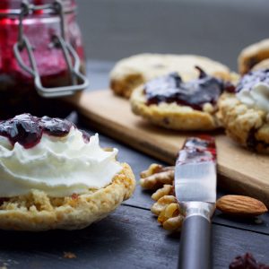 vegan scones with jam for tea