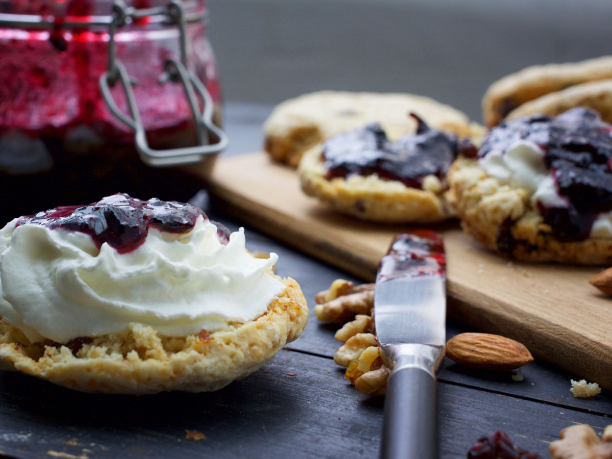 vegan scones with jam for tea