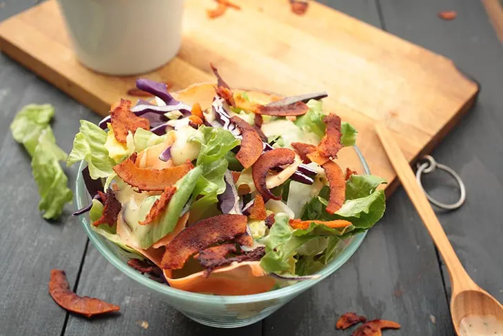 vegan coconut bacon recipe salad topping