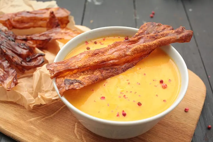 vegan rice paper bacon creamy soup