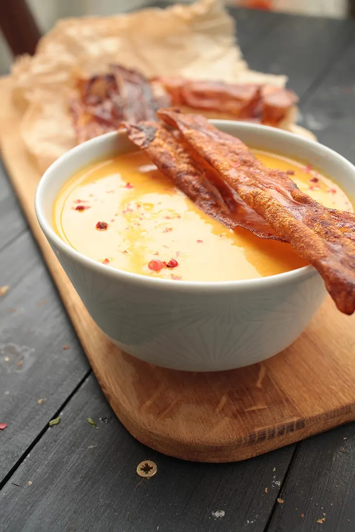 vegan rice paper bacon soup topping