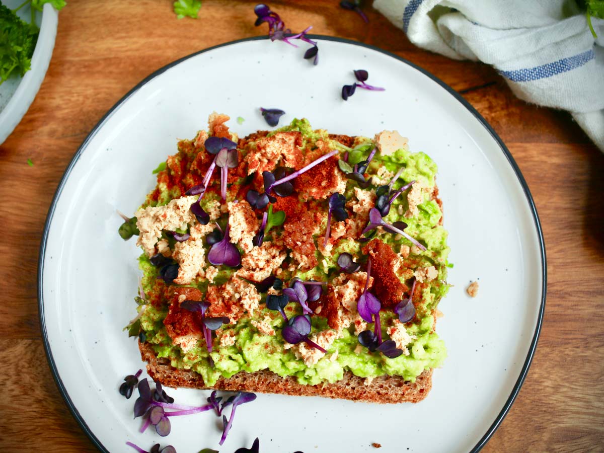 Vegan Avocado Toast with Smoked Tofu Crumbles