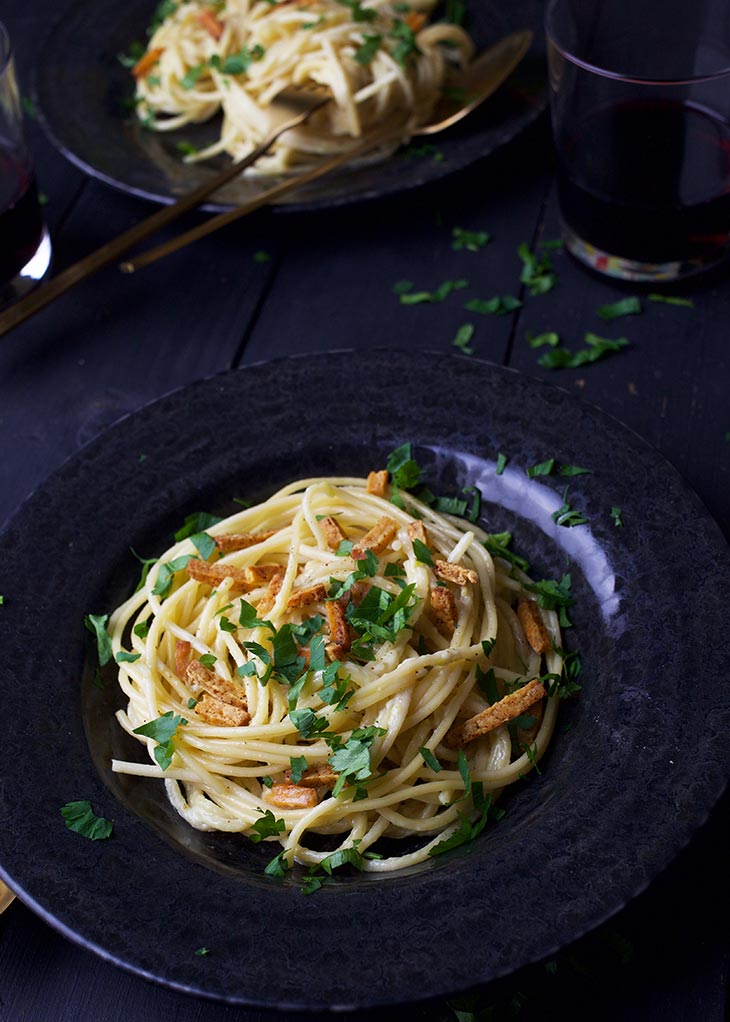 spaghete carbonara vegane