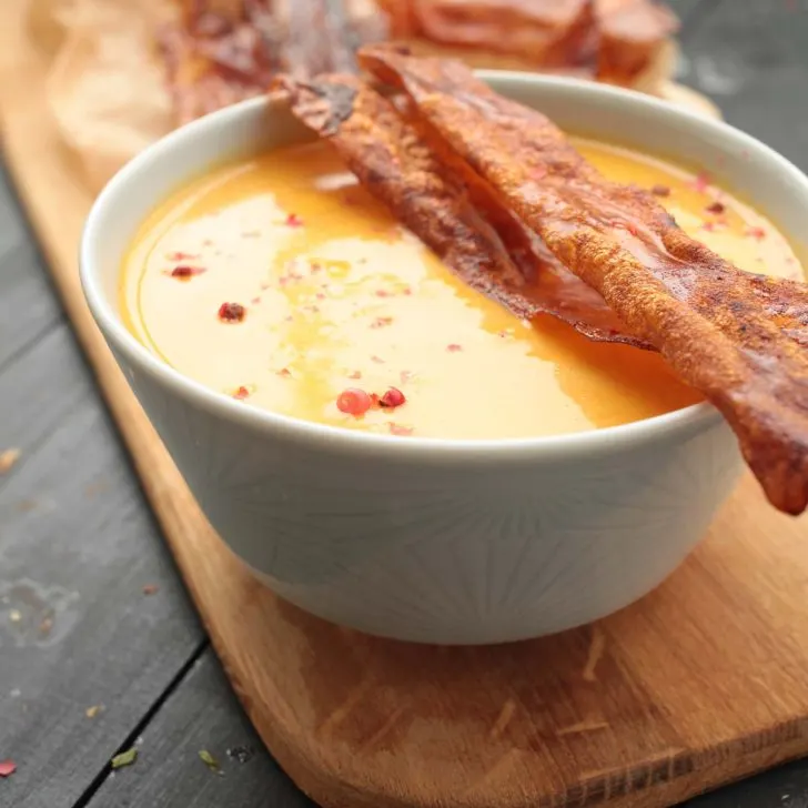 vegan rice paper bacon soup topping