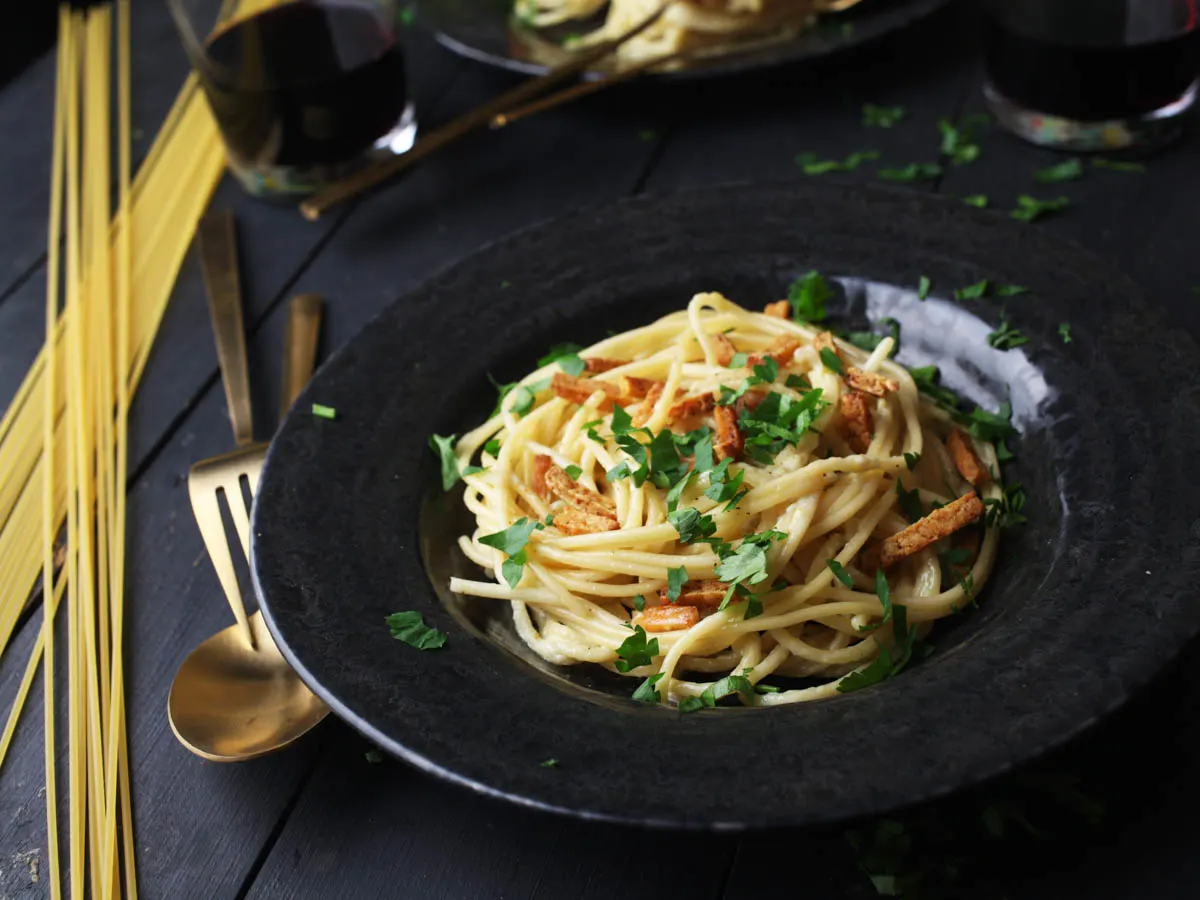 Vegan Carbonara spaghetti