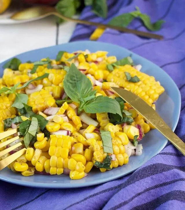 summer vegan fresh corn salad salata de porumb fiert