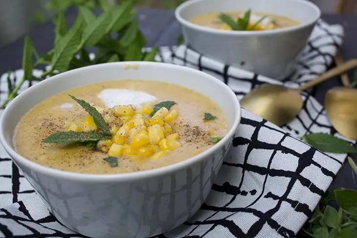 Vegan Creamy Corn Chowder - Gourmandelle