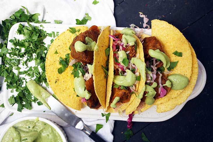 Cauliflower tacos BBQ flavored taco cu conopida