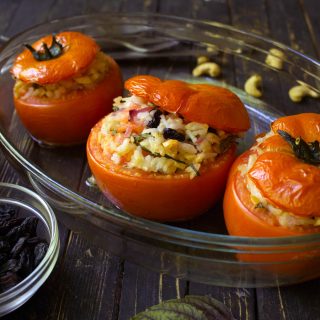 Greek Rice Stuffed Tomatoes rosii umplute