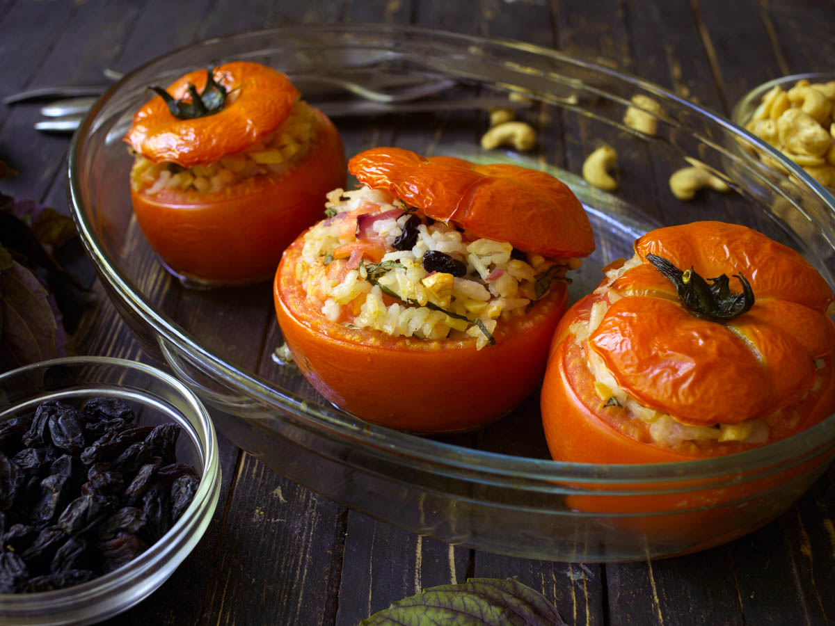 Greek Rice Stuffed Tomatoes