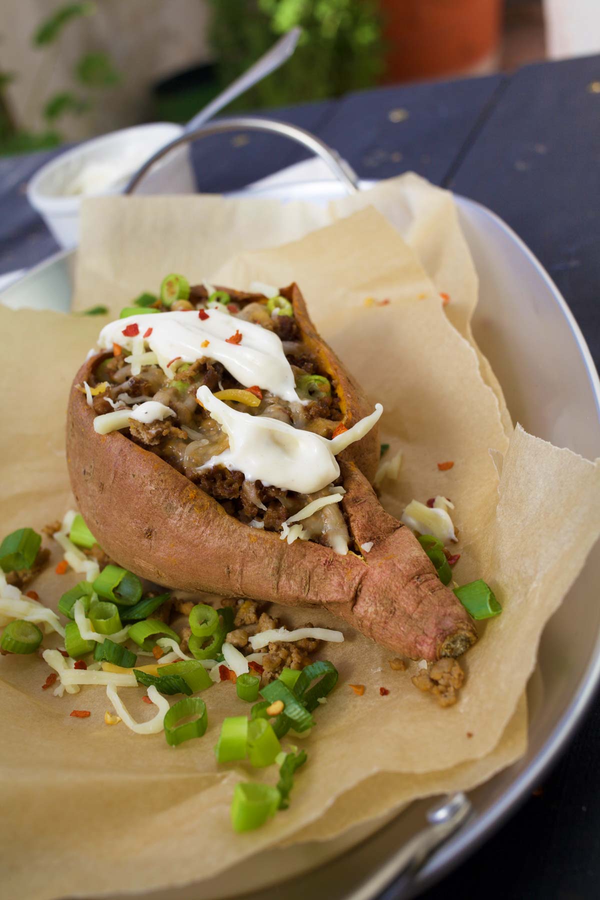 how to make Loaded Sweet Potato Skins