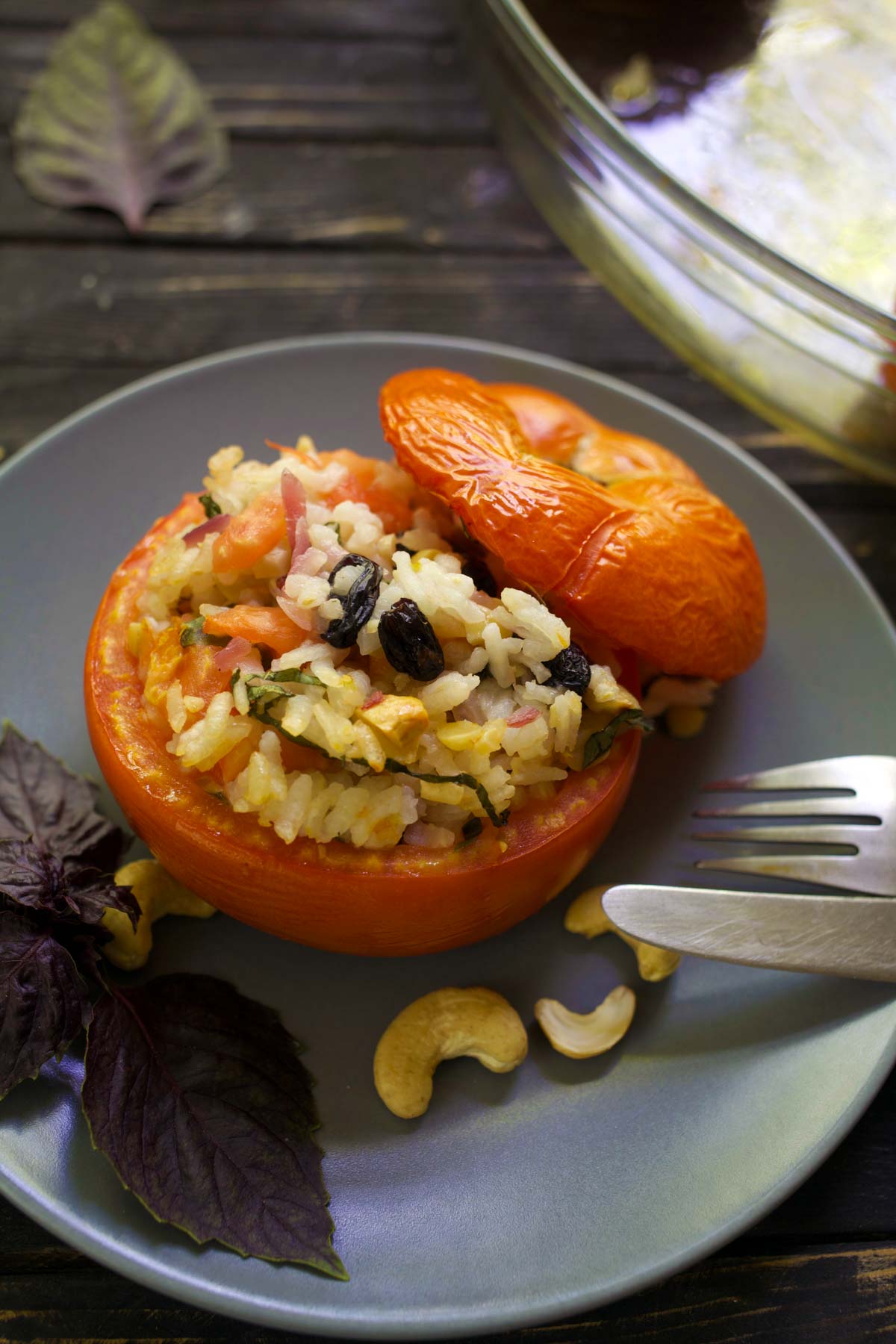 Vegan Rice Stuffed Tomatoes 