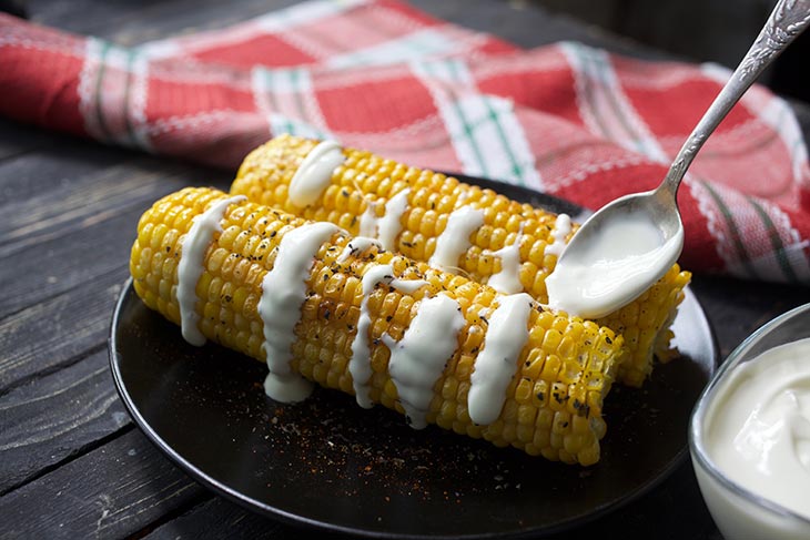 vegan sour cream on corn