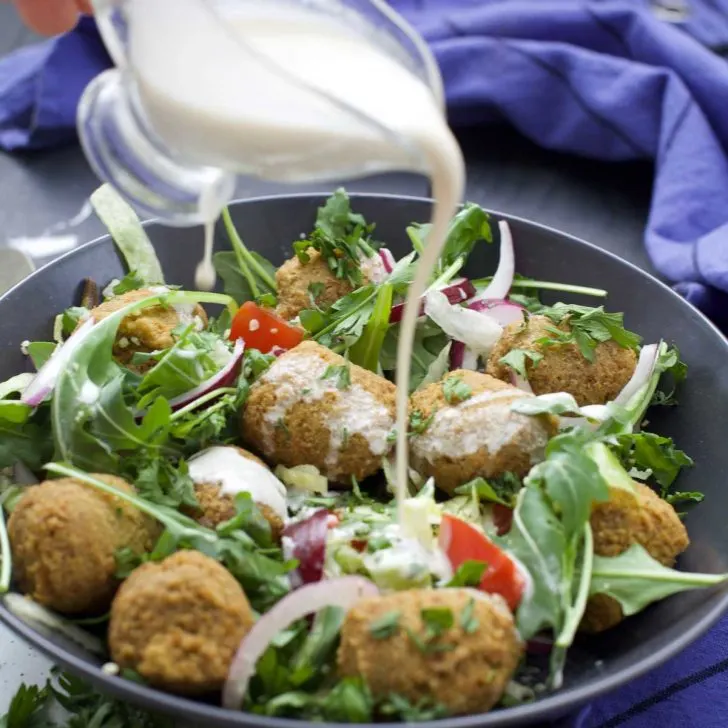 Quinoa Falafel with tahini dressing