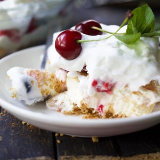 Vegan Banana Split Pie slice on plate