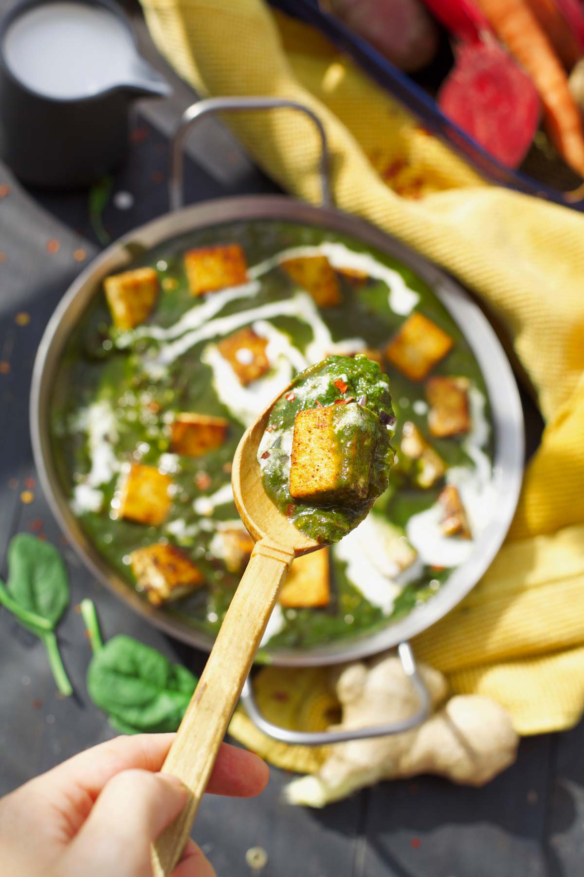 Vegan Palak Paneer spinach recipe