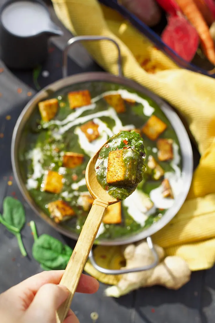 Vegan Palak Paneer spinach recipe