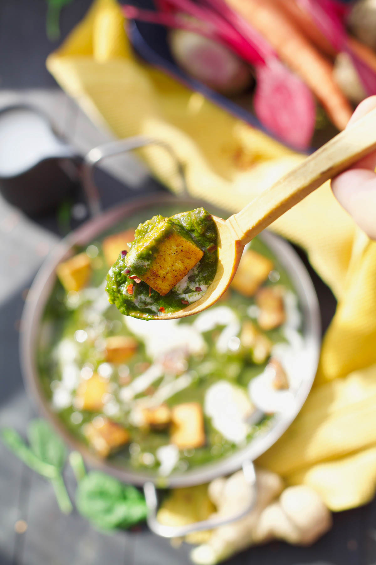 Vegan Palak Paneer with tofu 