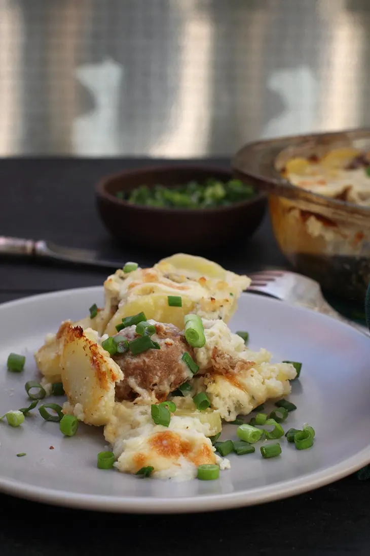 Vegan Potato and Meatballs Casserole