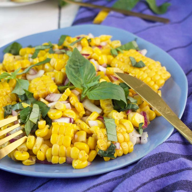 summer vegan fresh corn salad salata de porumb fiert