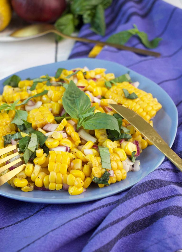 summer vegan fresh corn salad salata de porumb fiert