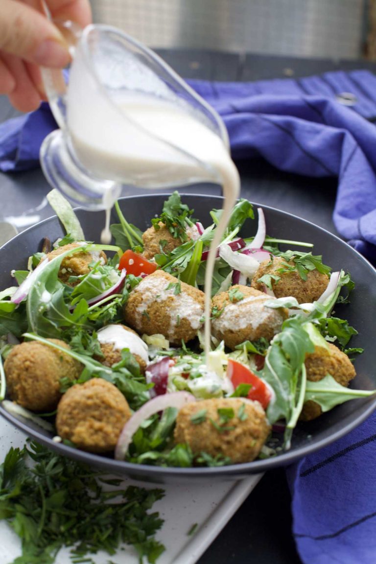 Quinoa Falafel with tahini dressing