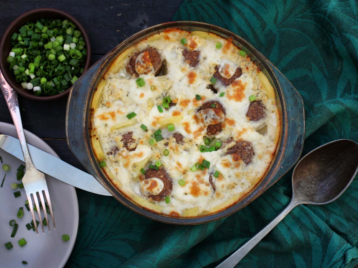 Potato and Meatballs Casserole Vegan