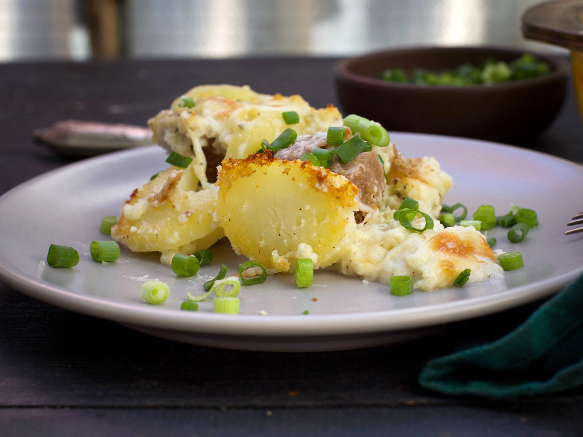 Potato and Meatballs Casserole Vegan recipe 