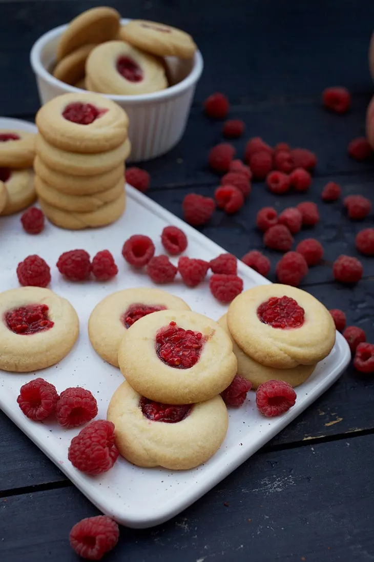 Raspberry Vegan Thumbprint Cookies