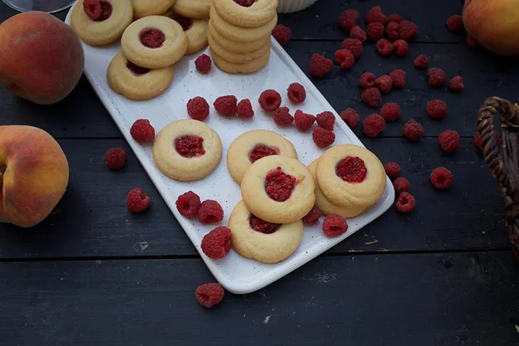 Vegan Raspberry Thumbprint Cookies 