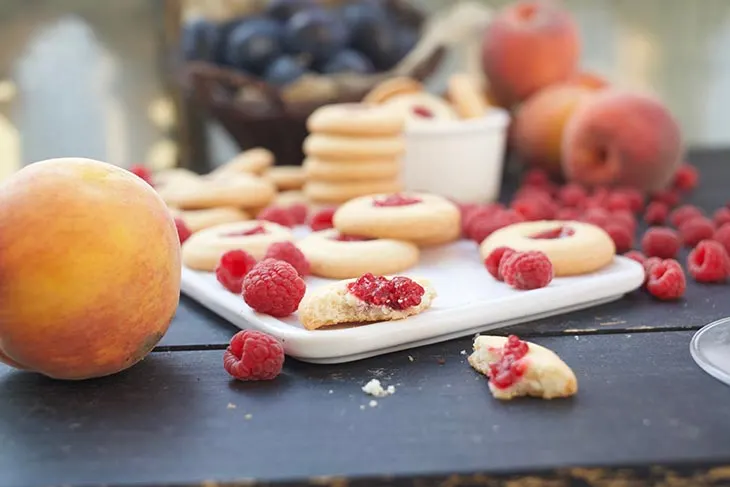 Vegan Thumbprint Cookies recipe with homemade raspberry jam 