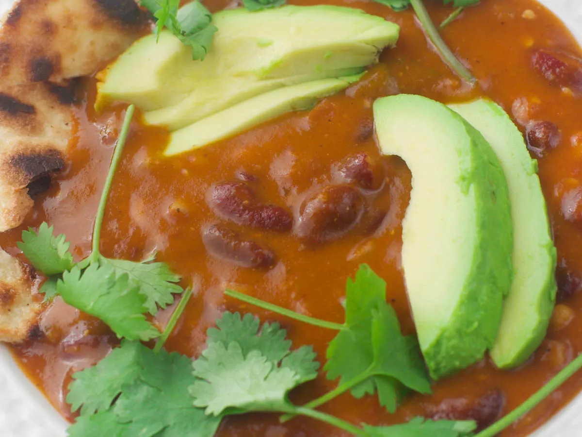 Vegan Tortilla Soup with avocado