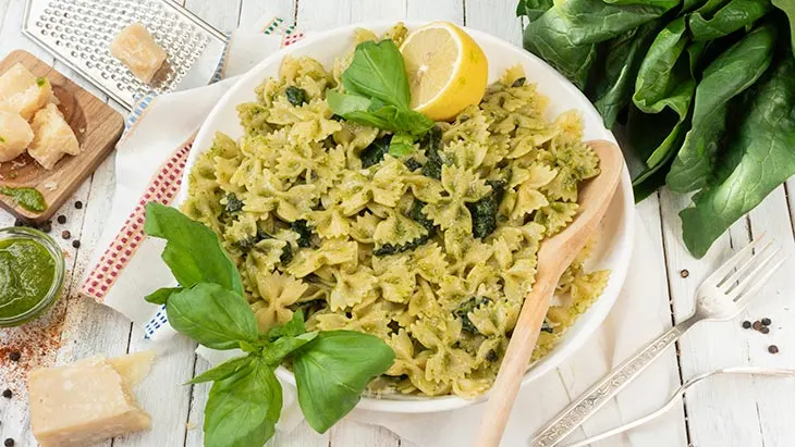 homemade Lemony Pesto Farfalle Pasta