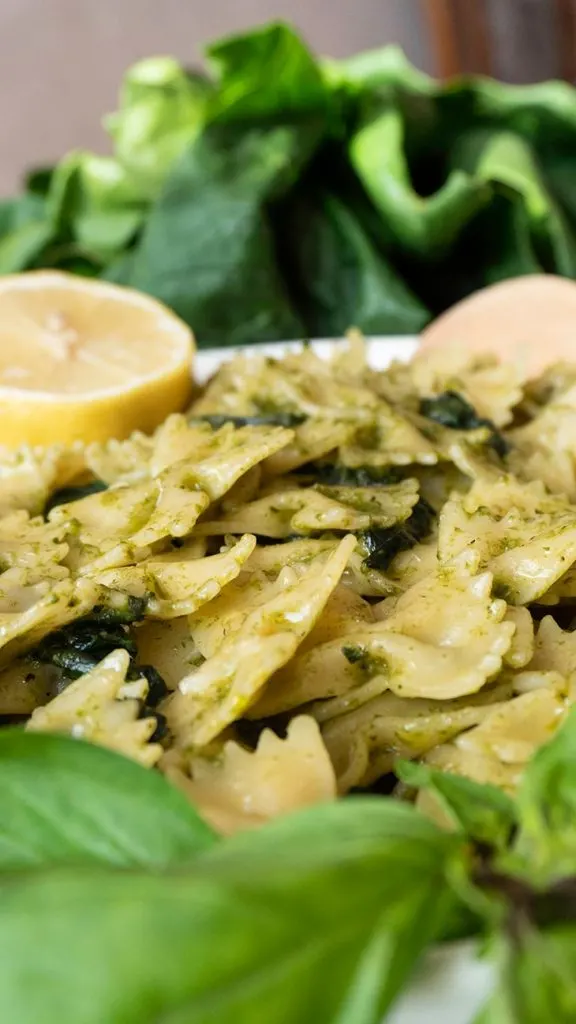 Vegan Lemony Pesto Farfalle Pasta