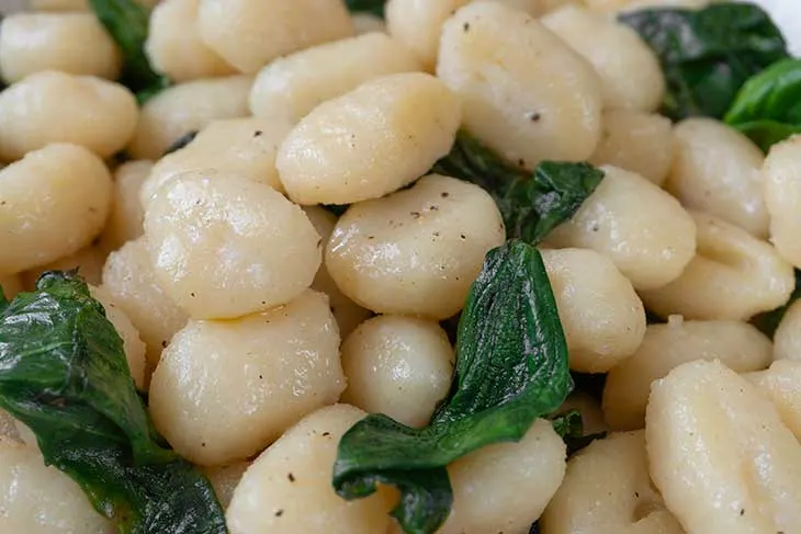 Vegan Cauliflower Gnocchi with spinach