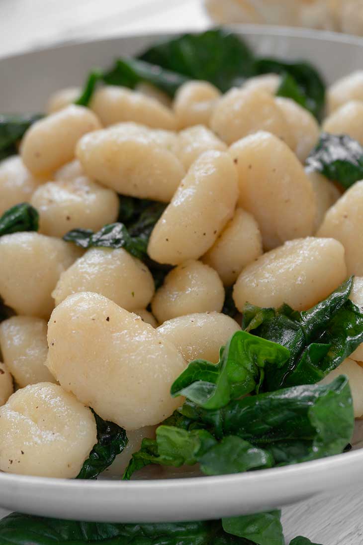 Vegan Cauliflower Gnocchi recipe with spinach