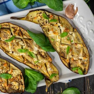 Oven Roasted Eggplants vinete la cuptor cu usturoi