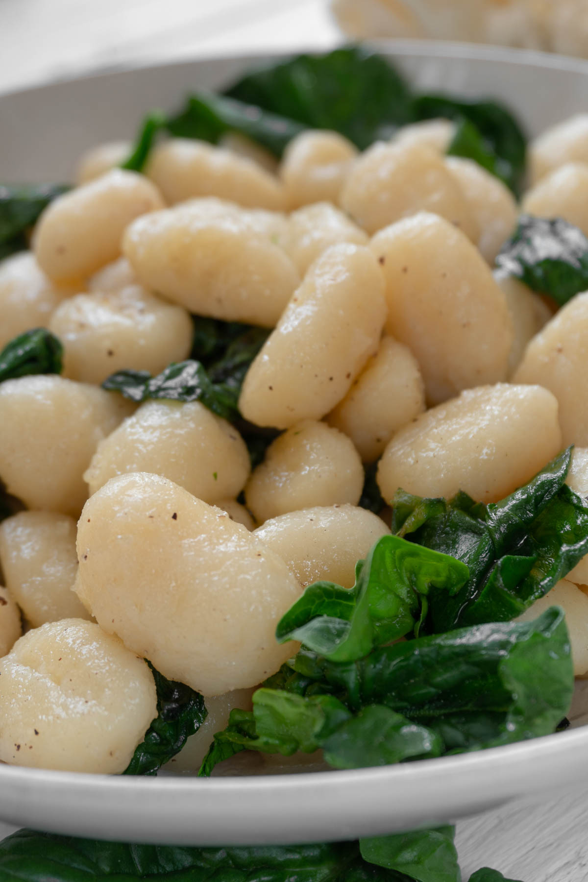 Vegan Cauliflower Gnocchi with spinach