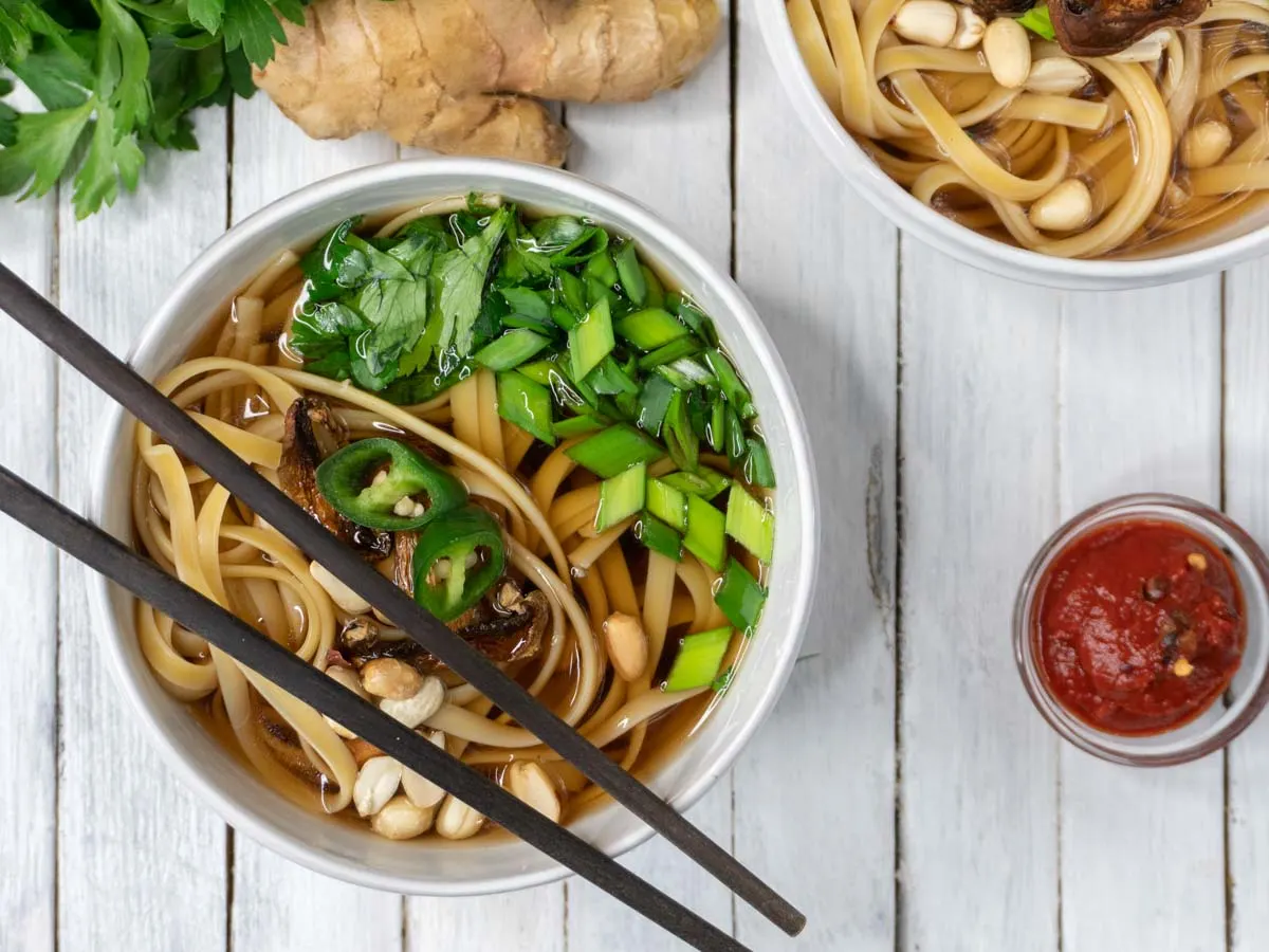 Vegan Udon Soup Asian Noodles Recipe