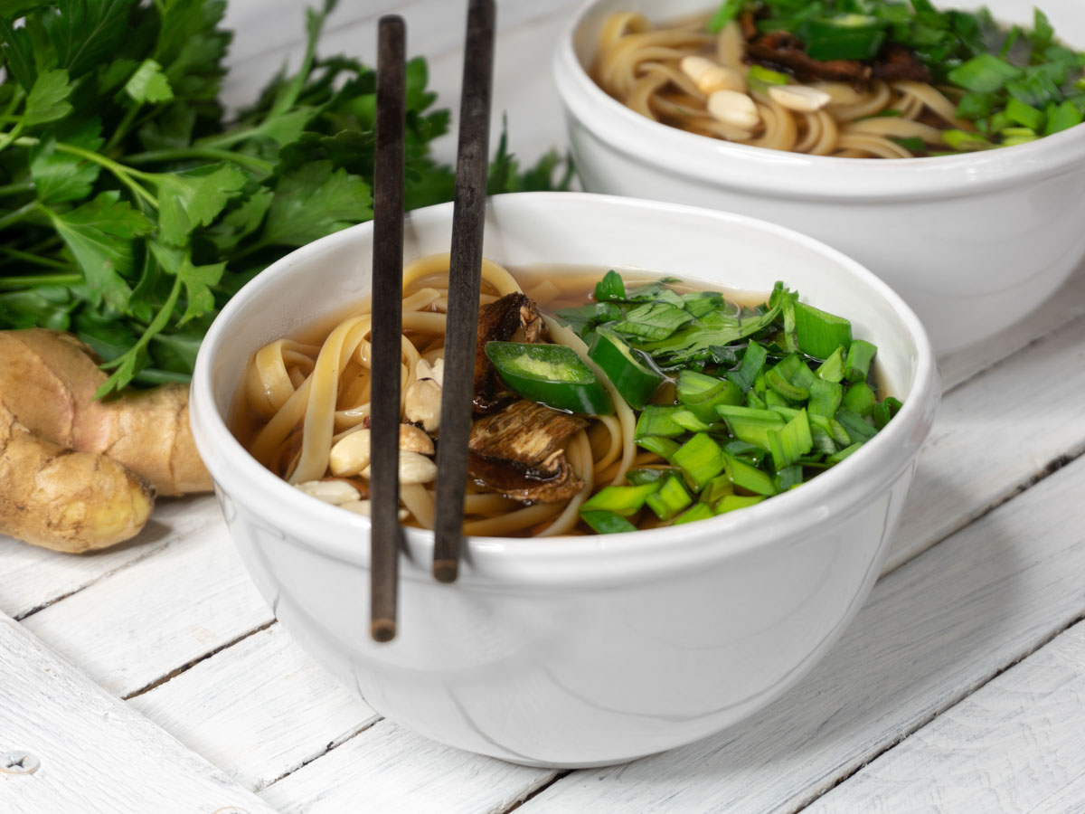 Vegan Udon Soup with Noodles