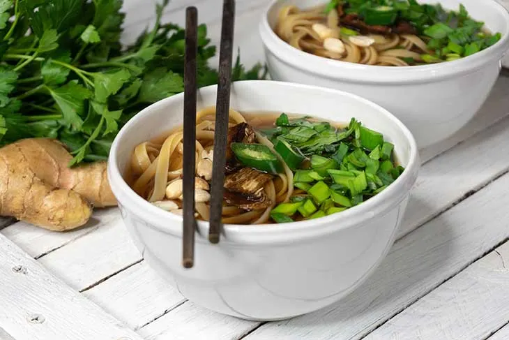 homemade vegan udon soup