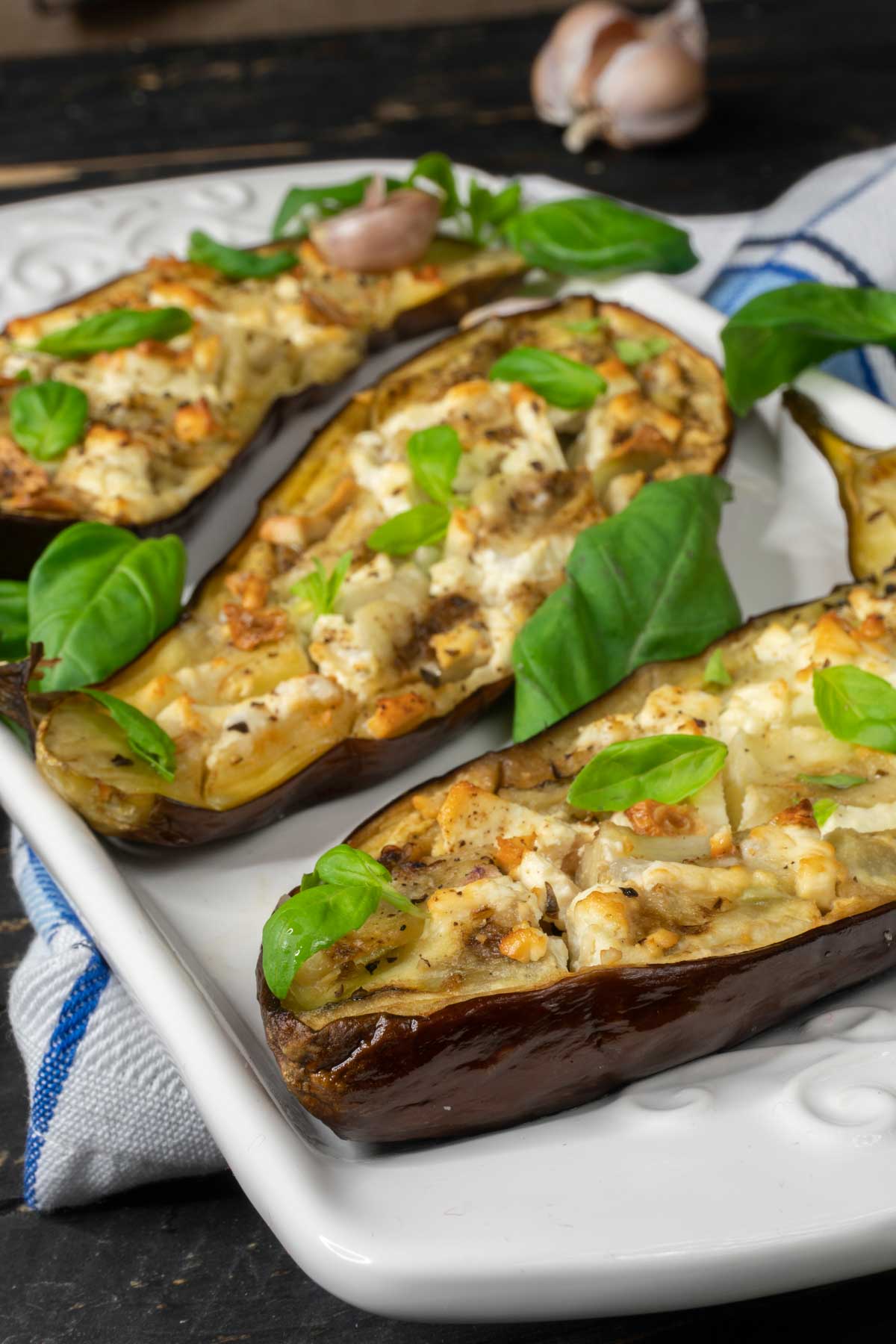 oven roasted eggplants with garlic