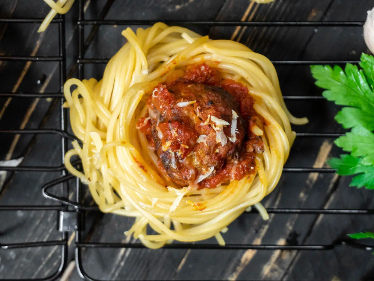 Spaghetti 'Meatball' Cups Appetizer