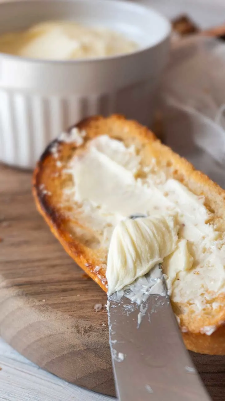 Spreadable vegan butter on toast