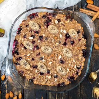 Blueberry Banana Protein Baked Oatmeal