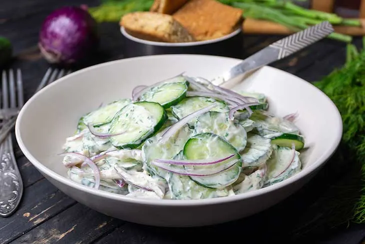 Creamy cucumber salad recipe