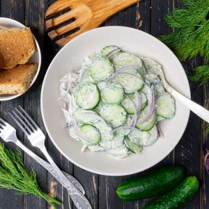 Creamy cucumber salad salata de castraveti