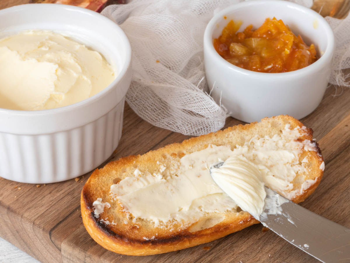 Homemade vegan butter on toast