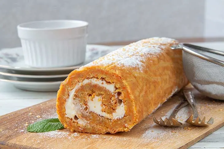 Carrot Cake Swiss Roll dessert